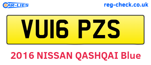 VU16PZS are the vehicle registration plates.