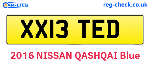 XX13TED are the vehicle registration plates.