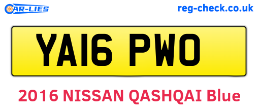 YA16PWO are the vehicle registration plates.