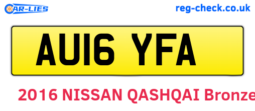 AU16YFA are the vehicle registration plates.