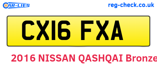 CX16FXA are the vehicle registration plates.