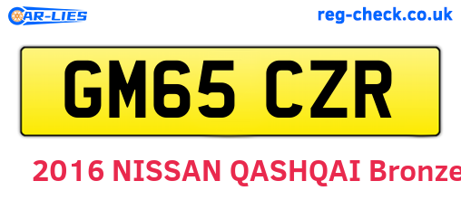 GM65CZR are the vehicle registration plates.