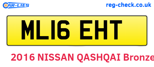 ML16EHT are the vehicle registration plates.
