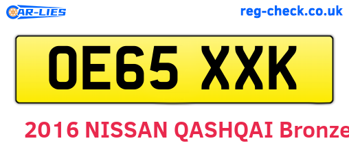 OE65XXK are the vehicle registration plates.