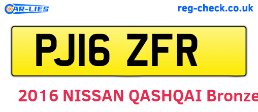 PJ16ZFR are the vehicle registration plates.