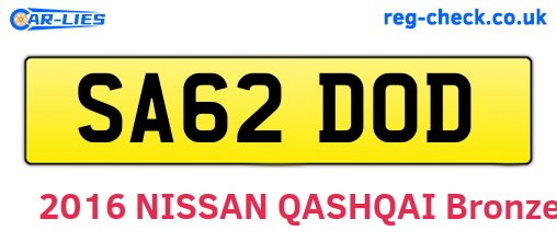 SA62DOD are the vehicle registration plates.
