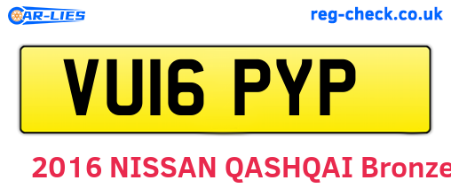 VU16PYP are the vehicle registration plates.