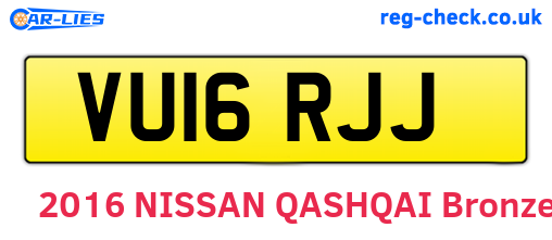 VU16RJJ are the vehicle registration plates.