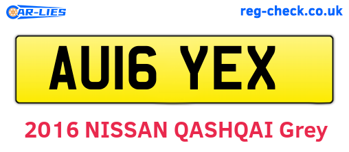 AU16YEX are the vehicle registration plates.