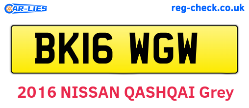 BK16WGW are the vehicle registration plates.