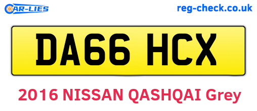 DA66HCX are the vehicle registration plates.