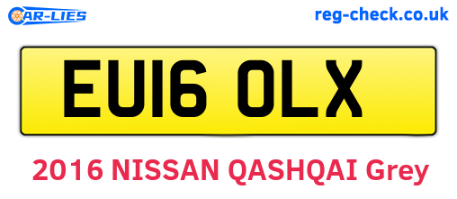 EU16OLX are the vehicle registration plates.