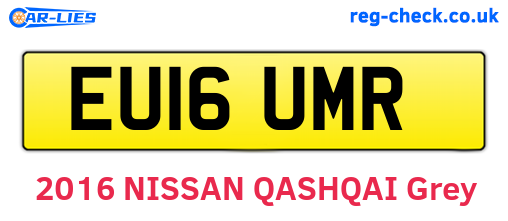 EU16UMR are the vehicle registration plates.
