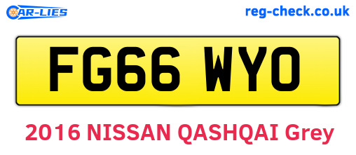 FG66WYO are the vehicle registration plates.