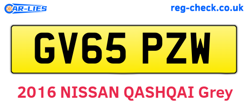 GV65PZW are the vehicle registration plates.