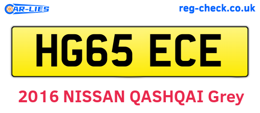 HG65ECE are the vehicle registration plates.