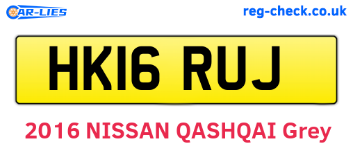 HK16RUJ are the vehicle registration plates.