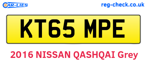 KT65MPE are the vehicle registration plates.