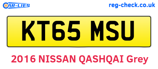 KT65MSU are the vehicle registration plates.