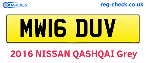 MW16DUV are the vehicle registration plates.