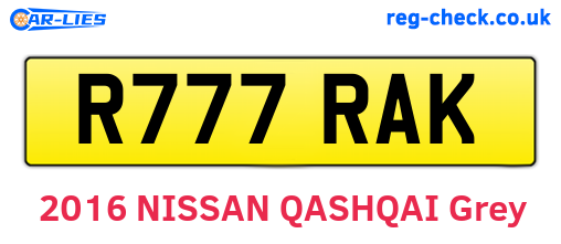 R777RAK are the vehicle registration plates.