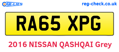 RA65XPG are the vehicle registration plates.