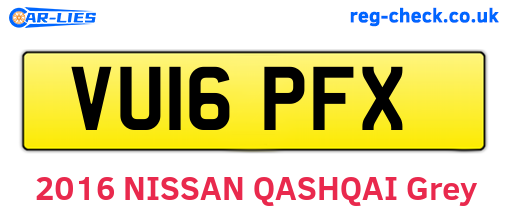 VU16PFX are the vehicle registration plates.