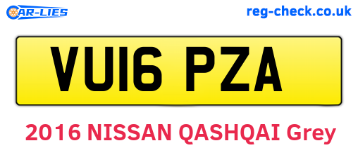 VU16PZA are the vehicle registration plates.