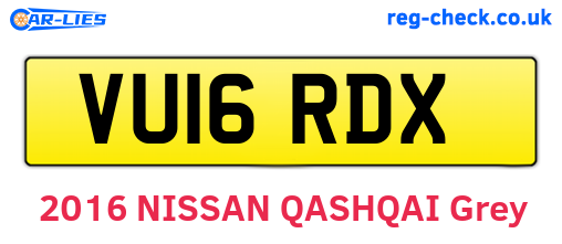 VU16RDX are the vehicle registration plates.