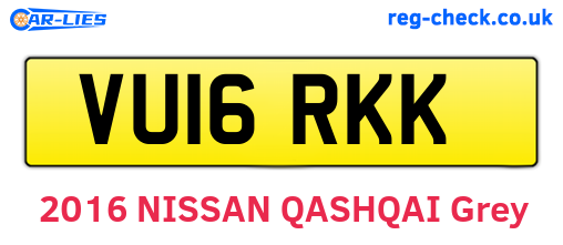 VU16RKK are the vehicle registration plates.