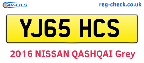 YJ65HCS are the vehicle registration plates.