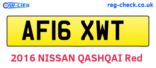 AF16XWT are the vehicle registration plates.