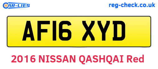 AF16XYD are the vehicle registration plates.