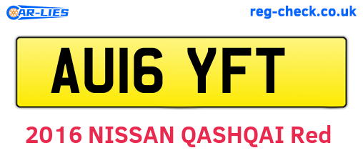 AU16YFT are the vehicle registration plates.