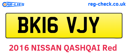 BK16VJY are the vehicle registration plates.