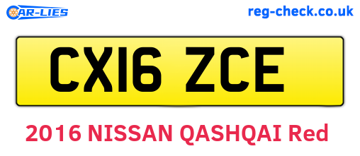 CX16ZCE are the vehicle registration plates.