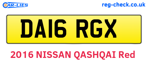DA16RGX are the vehicle registration plates.