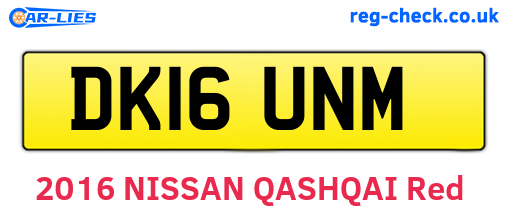 DK16UNM are the vehicle registration plates.