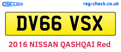 DV66VSX are the vehicle registration plates.