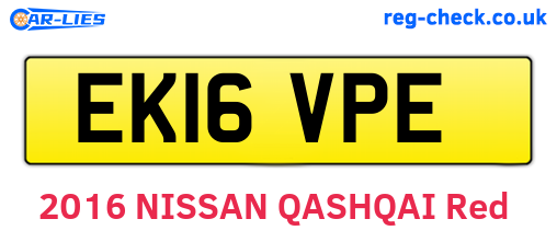 EK16VPE are the vehicle registration plates.