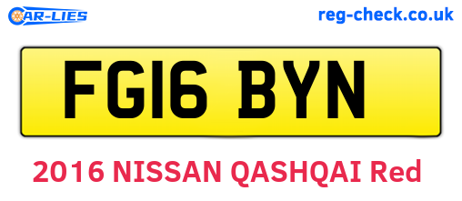 FG16BYN are the vehicle registration plates.