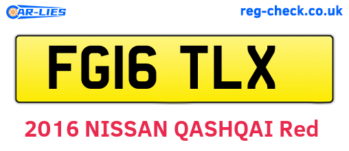FG16TLX are the vehicle registration plates.