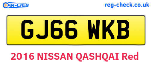 GJ66WKB are the vehicle registration plates.