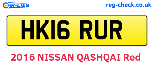 HK16RUR are the vehicle registration plates.