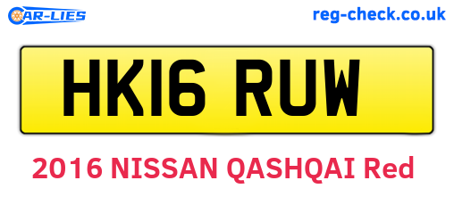 HK16RUW are the vehicle registration plates.
