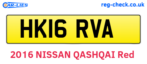 HK16RVA are the vehicle registration plates.