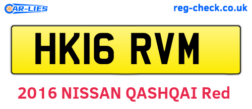 HK16RVM are the vehicle registration plates.