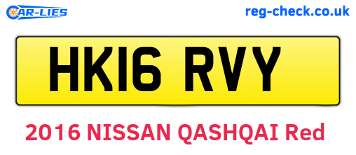 HK16RVY are the vehicle registration plates.