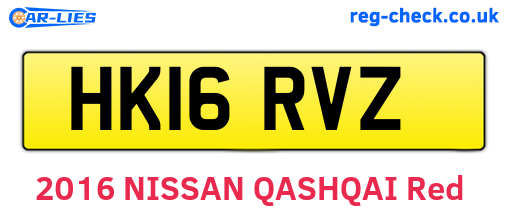 HK16RVZ are the vehicle registration plates.