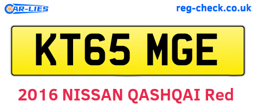 KT65MGE are the vehicle registration plates.